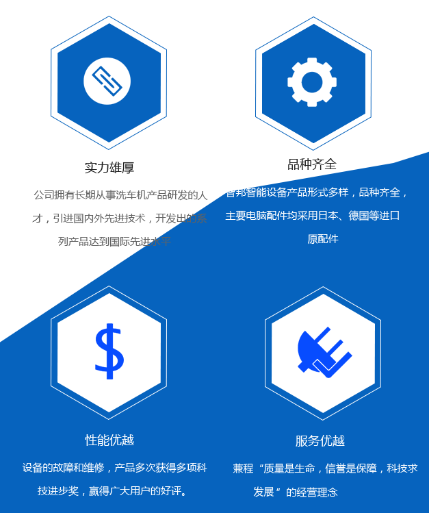 公司拥有长期从事洗车机产品研发的人才,引进国内外先进技术,开发出的系列产品达到国际先进水平